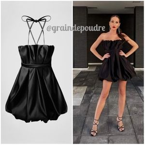 Rare! Zara Blogger Limited Edition Heavy Satin Bubble Hem Strapless Dress M